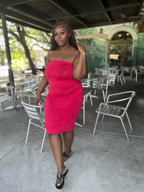 Plus Size Tube Dress| Plus Size Red Dress