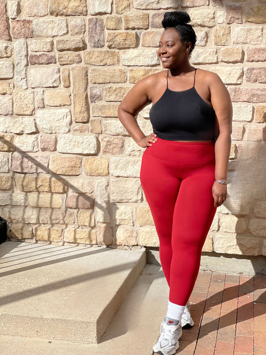 Women’s High Waisted Copper Red Leggings- Plus Size