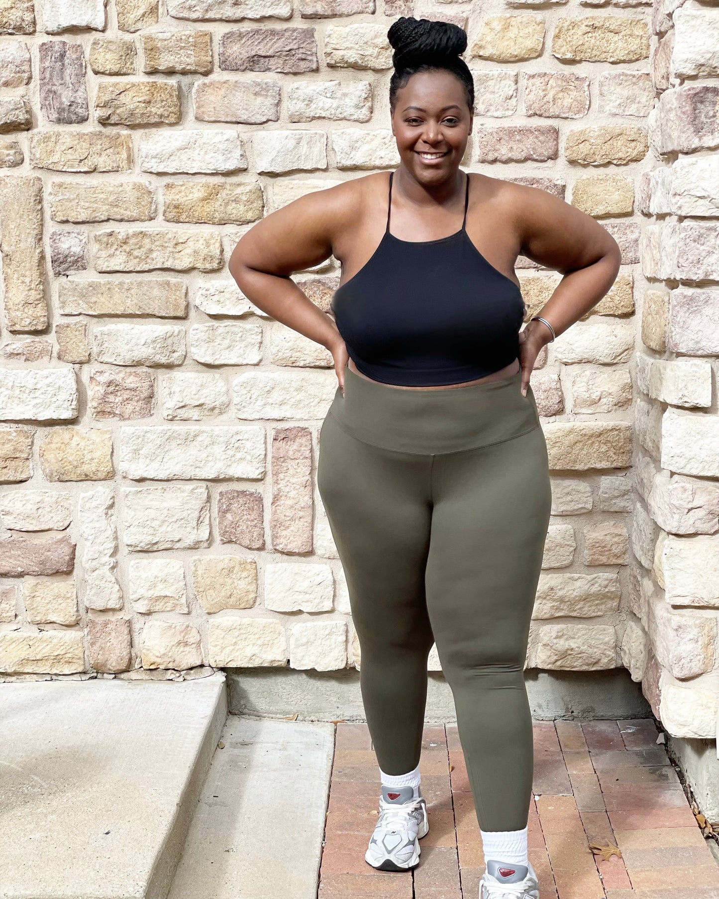 Plus Size High Waisted Leggings- Olive
