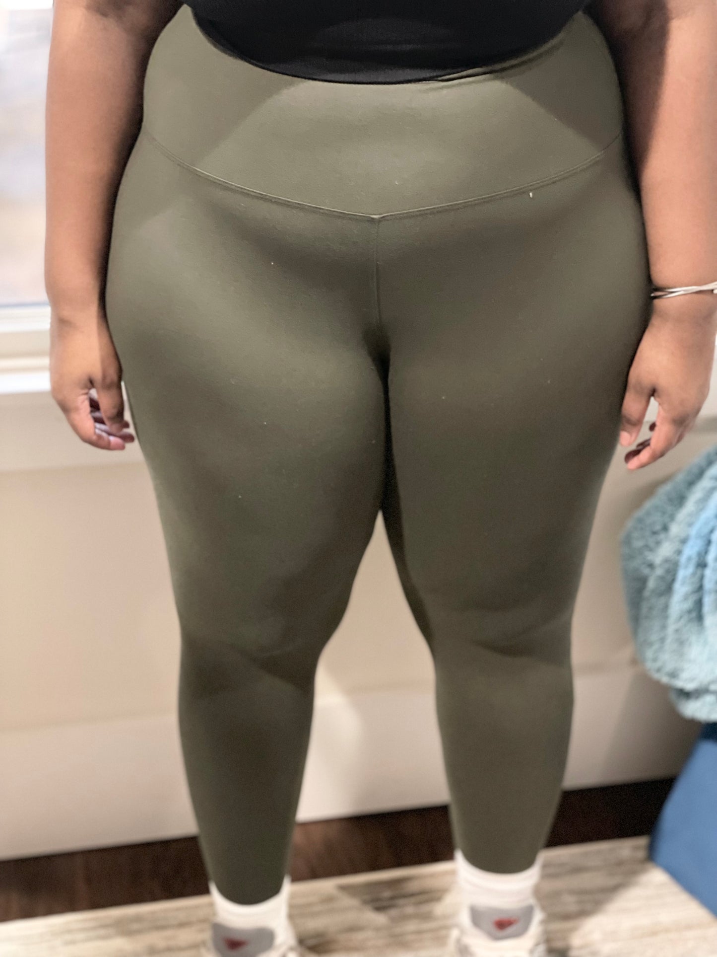 Plus Size High Waisted Leggings- Olive