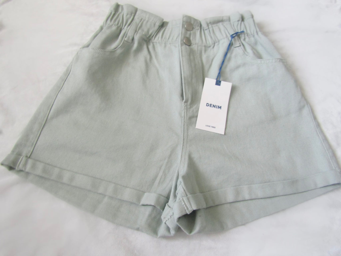 Women's  Light Green Denim Shorts