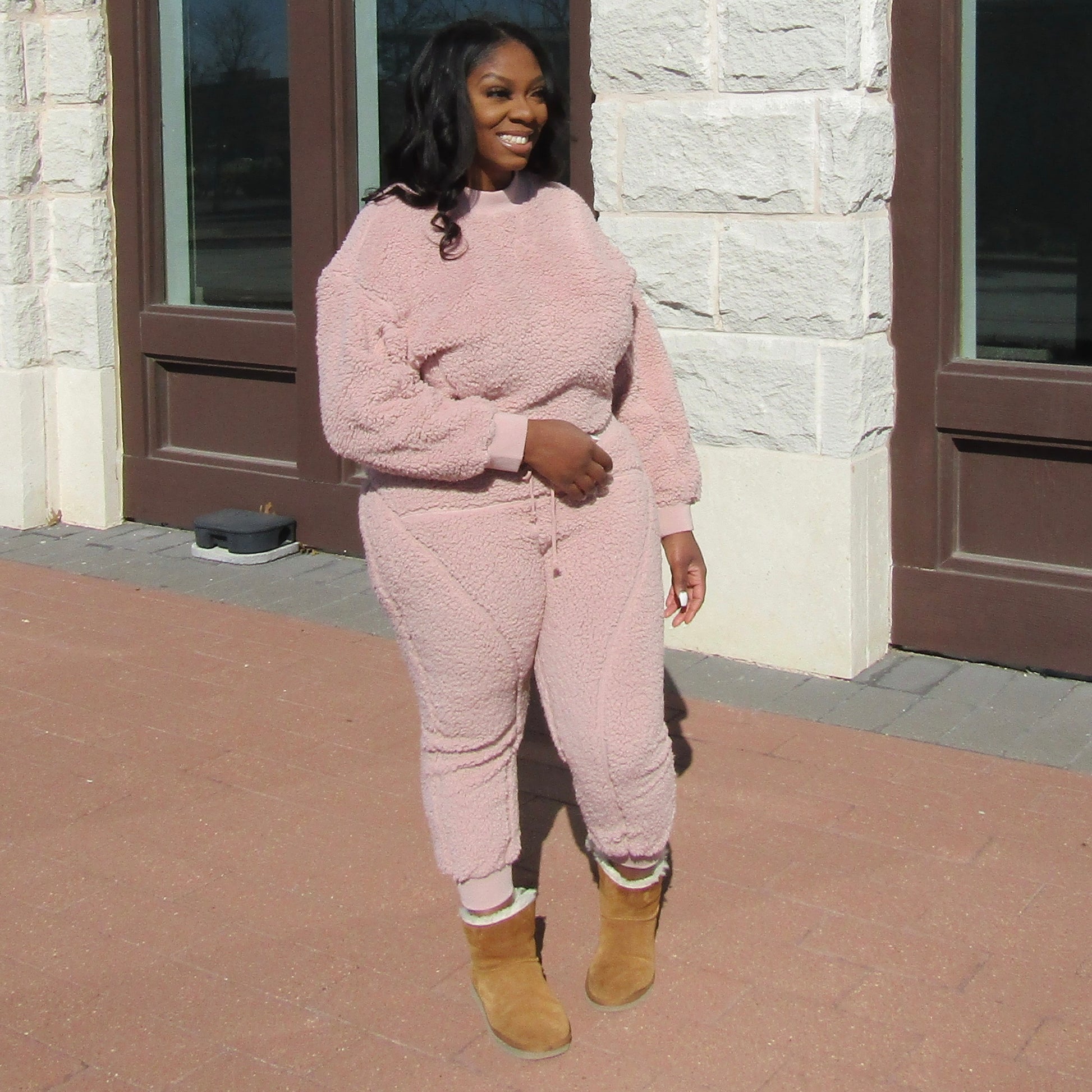 Mauve Allure Sherpa Jogger Set  Sherpa Sweater and Joggers – Belle Allure  Designs